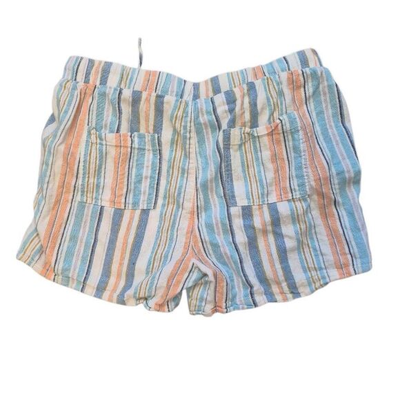 Briggs Women's White/Aqua/Orange Linen/Rayon Drawstring Shorts w Pockets - Picture 9 of 13